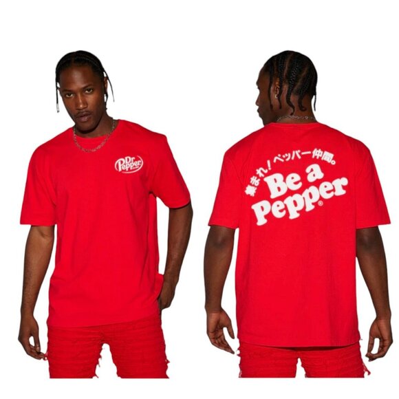 Dr. Pepper Be A Pepper Short Sleeve Retro Tee T-Shirt Red Men's - Picture 1 of 4
